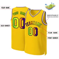 Yellow Purple-Black Classic Gradient Basketball Jersey 2