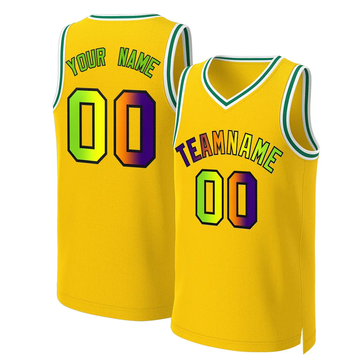 Yellow Purple-Black Classic Gradient Basketball Jersey