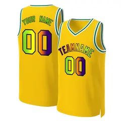 Yellow Purple-Black Classic Gradient Basketball Jersey 1