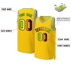 Yellow Purple-Black Classic Gradient Basketball Jersey 2
