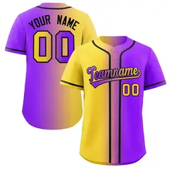 Yellow Purple-Black Gradient Authentic Baseball Jersey