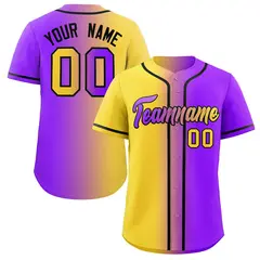 Yellow Purple-Black Gradient Authentic Baseball Jersey