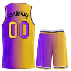 Yellow Purple-Black Gradient Basketball Jersey 2