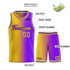 Yellow Purple-Black Gradient Heal Basketball Jersey 3