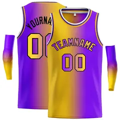 Yellow Purple Black-Purple Gradient Bull Basketball Jersey