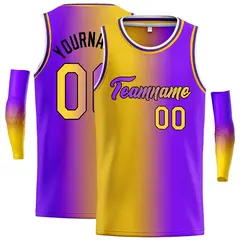 Yellow Purple Black-Purple Gradient Heal Basketball Jersey