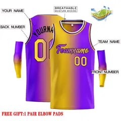 Yellow Purple Black-Purple Gradient Heal Basketball Jersey 2
