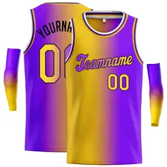 Yellow Purple Black-Purple Gradient Tilted Basketball Jersey