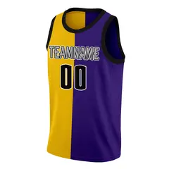 Yellow Purple-Black Split Fashion Tops Basketball Jersey 3