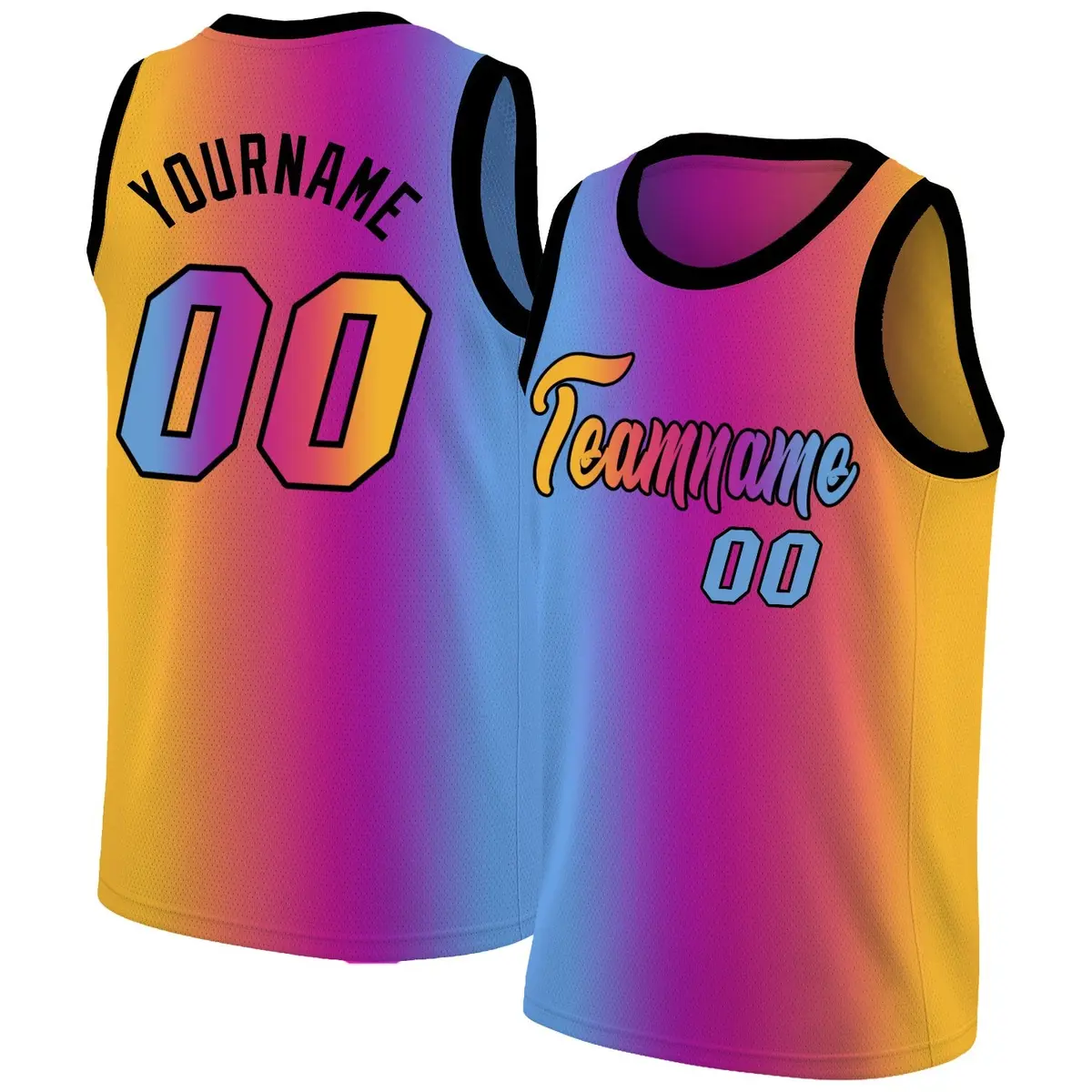 Yellow Purple Blue Gradient Fashion Basketball Jersey