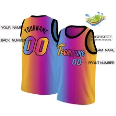 Yellow Purple Blue Gradient Fashion Basketball Jersey 2