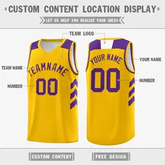 Men's Yellow Purple Classic Casual Basketball Jersey 2