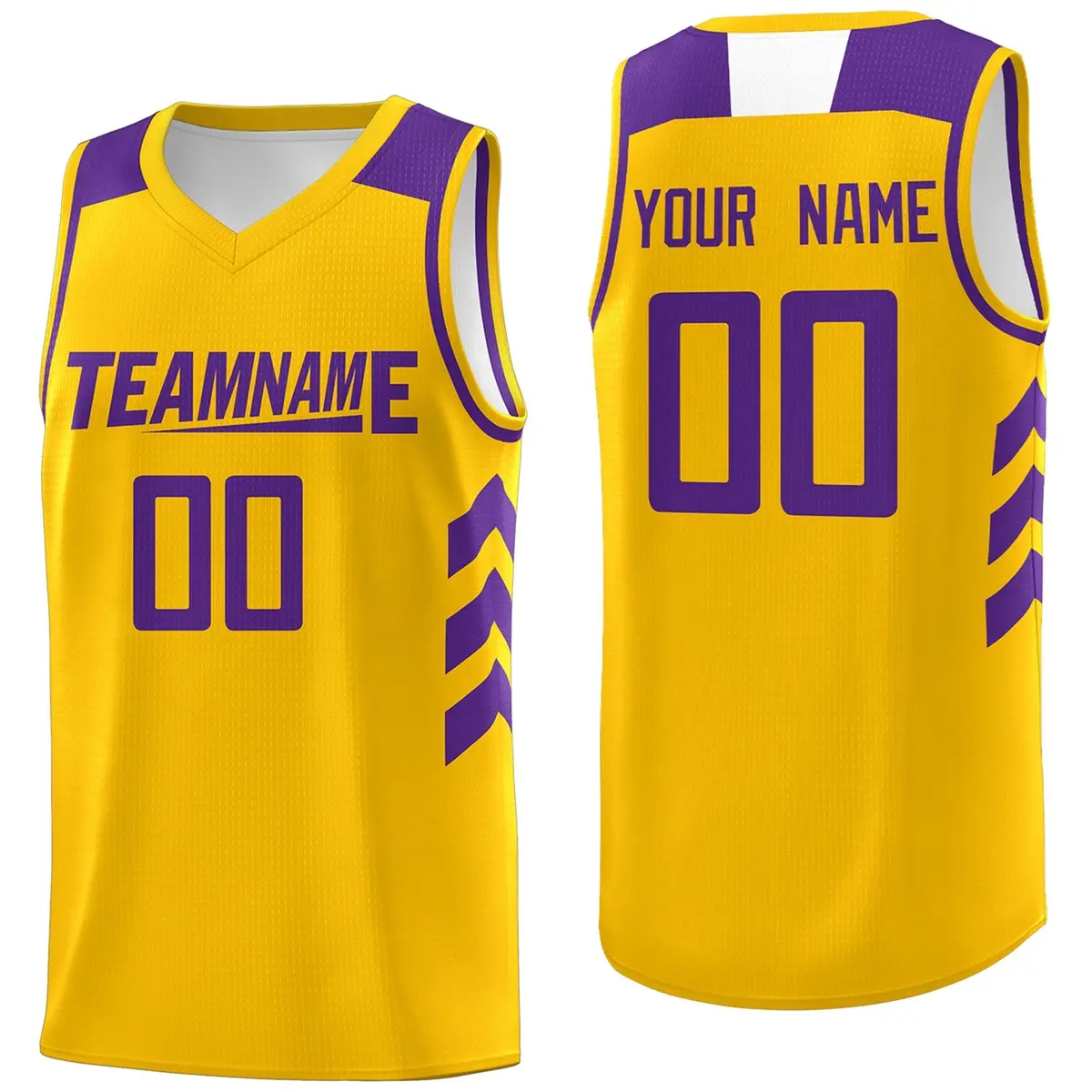 Yellow Purple Classic Mesh Sport Basketball Jersey
