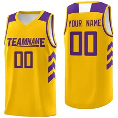 Yellow Purple Classic Mesh Sport Basketball Jersey