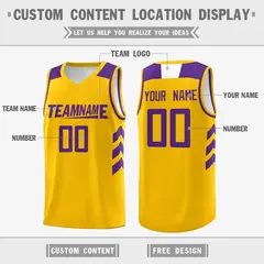 Yellow Purple Classic Mesh Sport Basketball Jersey 2