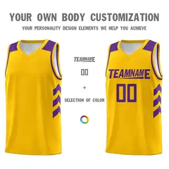 Yellow Purple Classic Mesh Sport Basketball Jersey 3