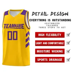 Yellow Purple Classic Mesh Sport Basketball Jersey 4