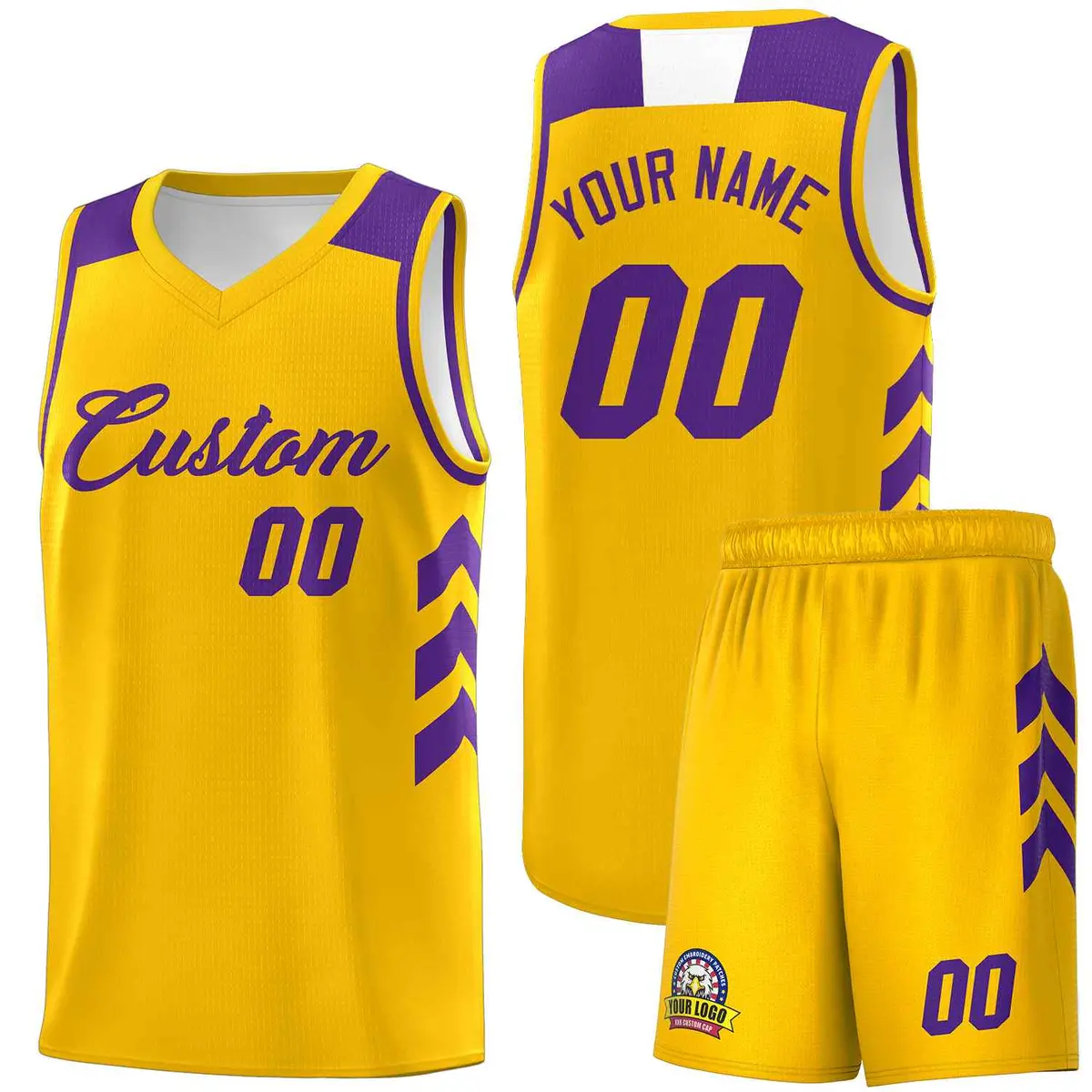 Yellow Purple Classic Sets Basketball Uniform Jersey