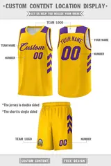 Yellow Purple Classic Sets Basketball Uniform Jersey 2