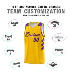 Yellow Purple Classic Sets Basketball Uniform Jersey 4