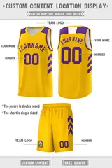 Yellow Purple Classic Sets Basketball Uniform Jersey 2