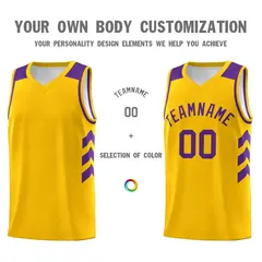 Yellow Purple Classic Sets Basketball Uniform Jersey 3