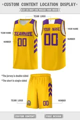 Yellow Purple Classic Sets Basketball Uniform Jersey 2