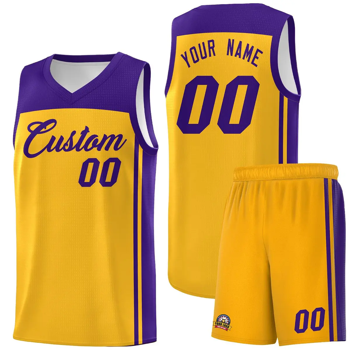Yellow Purple Classic Sets Basketball Uniform Jersey