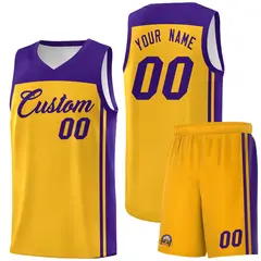Yellow Purple Classic Sets Basketball Uniform Jersey 1