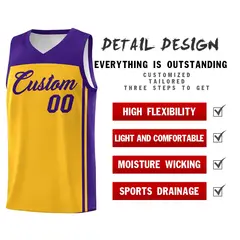 Yellow Purple Classic Sets Basketball Uniform Jersey 2