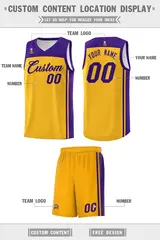Yellow Purple Classic Sets Basketball Uniform Jersey 5