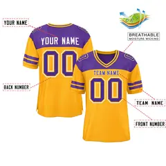 Yellow Purple Color Block Authentic Football Jersey 2