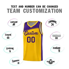 Yellow Purple Color Block Basketball Team Jersey 3