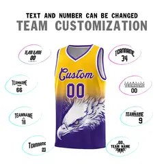 Yellow Purple Eagle Graffiti Pattern Basketball Jersey 2