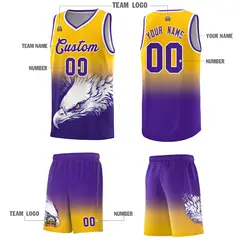 Yellow Purple Eagle Graffiti Pattern Basketball Jersey 3