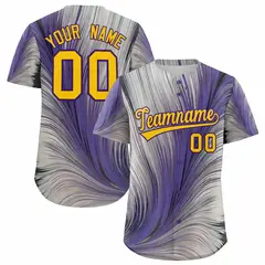 Yellow Purple Fluid Feather Graffiti Baseball Jersey