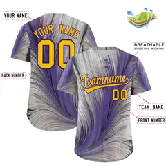 Yellow Purple Fluid Feather Graffiti Baseball Jersey 2