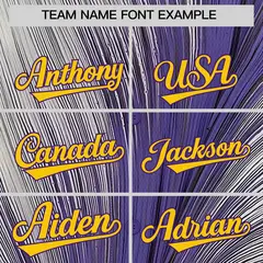 Yellow Purple Fluid Feather Graffiti Baseball Jersey 3
