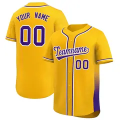 Yellow Purple Gradient Side Design Authentic Baseball Jersey
