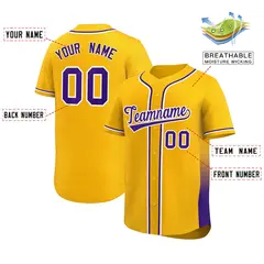 Yellow Purple Gradient Side Design Authentic Baseball Jersey 2