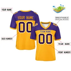 Yellow-Purple Raglan Sleeves Football Jersey 2