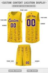 Yellow Purple Scratches Pattern Basketball Jersey 2