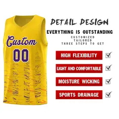 Yellow Purple Scratches Pattern Basketball Jersey 4