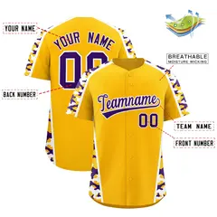 Yellow Purple Side Camo Baseball Jersey 2