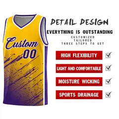 Yellow Purple Splash Basketball Uniforms for Training 2