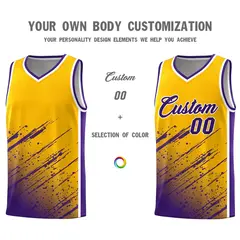 Yellow Purple Splash Basketball Uniforms for Training 3