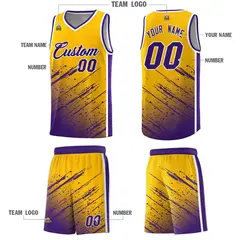 Yellow Purple Splash Basketball Uniforms for Training 5