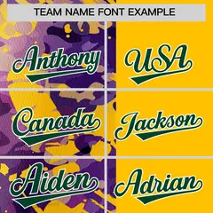 Yellow Purple Split Graffiti Raglan Sleeve Baseball Jersey 3