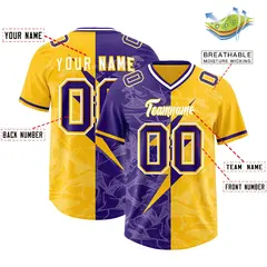 Yellow Purple Split Lightning Pattern Football Jersey 2