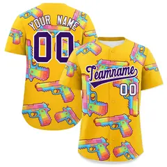 Yellow Purple Sugar-Coated Firepower Graffiti Baseball Jersey